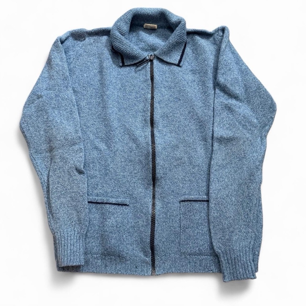 Vintage Shetland Wool Full Zip Sweater Men's Size 44 Fall Cozy Grandpa